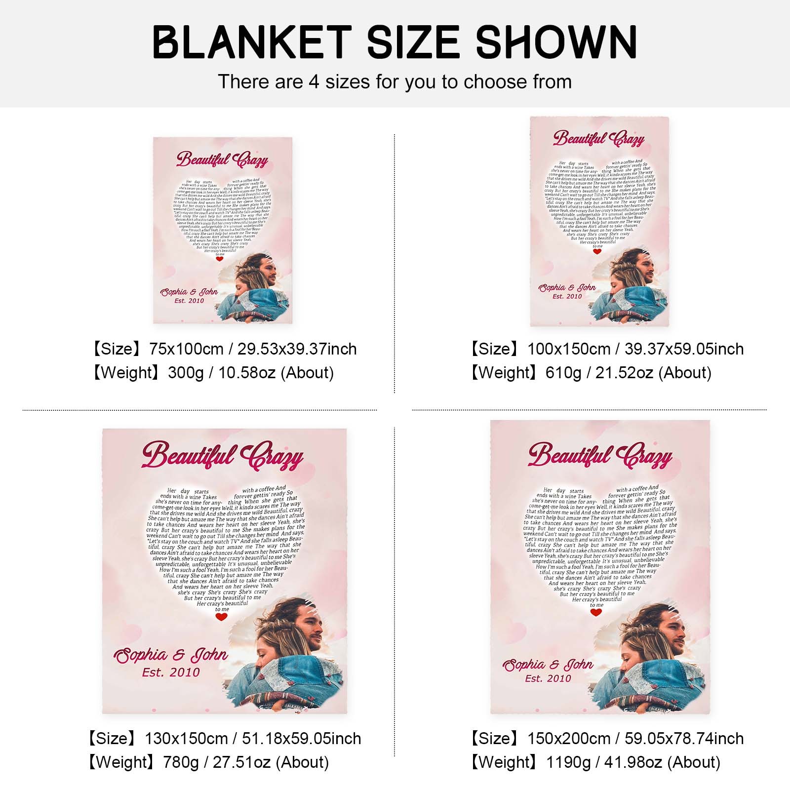 Beautiful Crazy Personalised Couple Blanket Custom Photo Romantic Gift For Her-Jessemade AU
