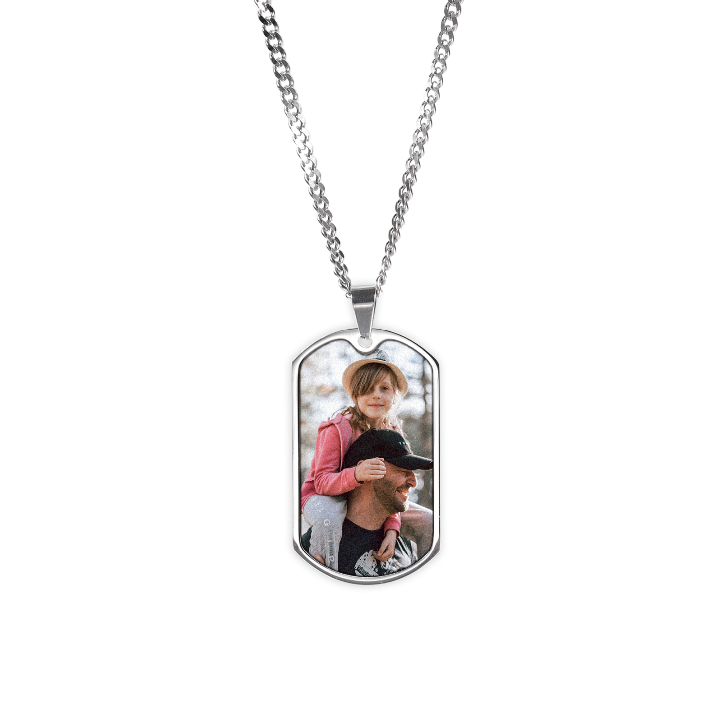 Personalised Photo Mens Necklace With Engraved Daddy and Daughter Fist Bump Dog Tag Pendant - Father's Day Gifts for Dad | Jessemade-Jessemade AU