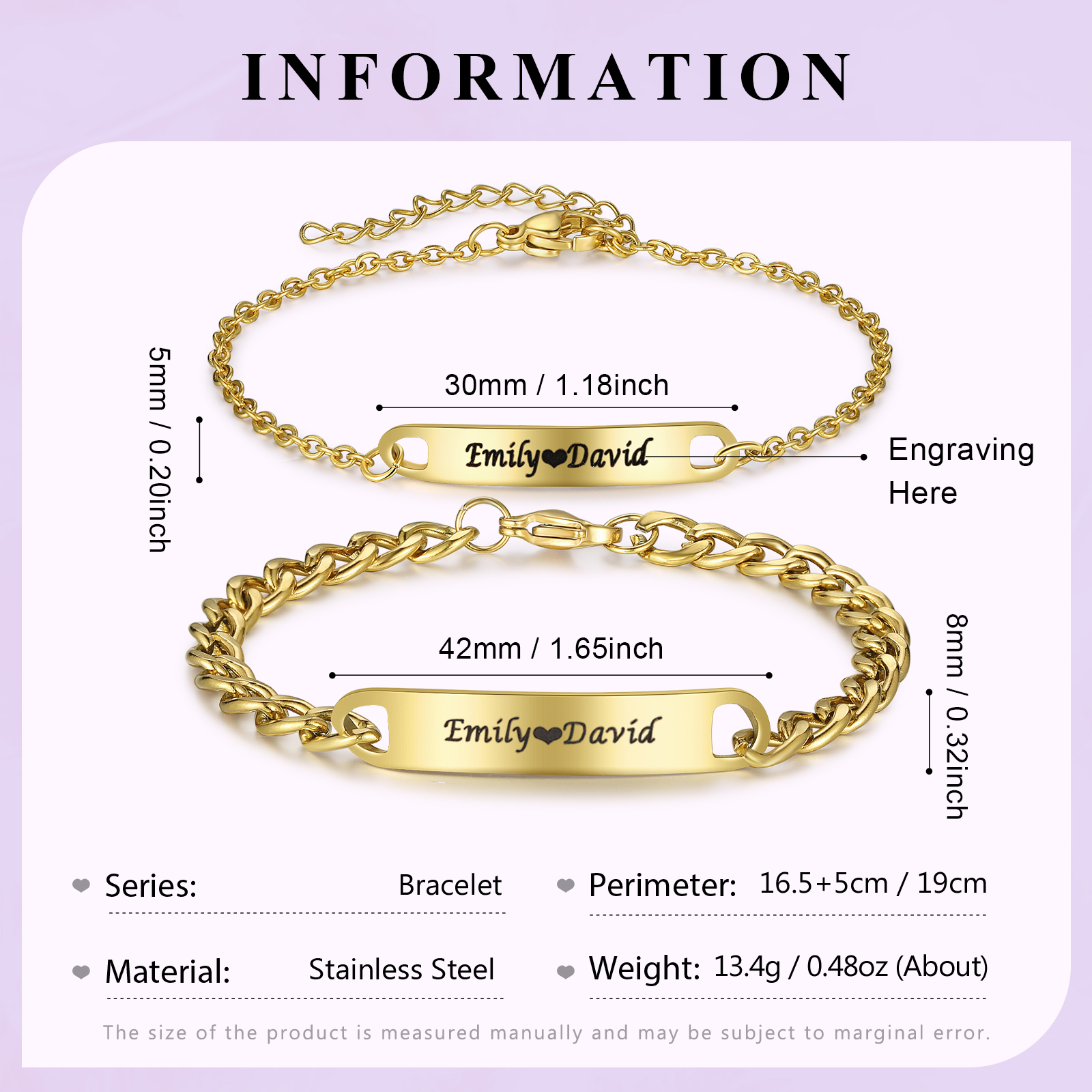 Personalised Couple Bracelets Custom Names Love Gifts-Jessemade AU