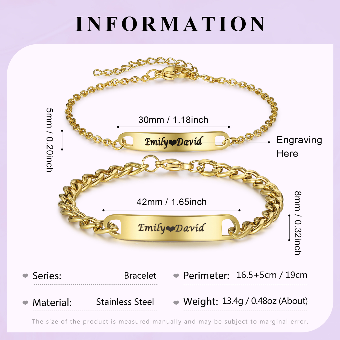 Personalised Couple Bracelets Custom Names Love Gifts-Jessemade AU