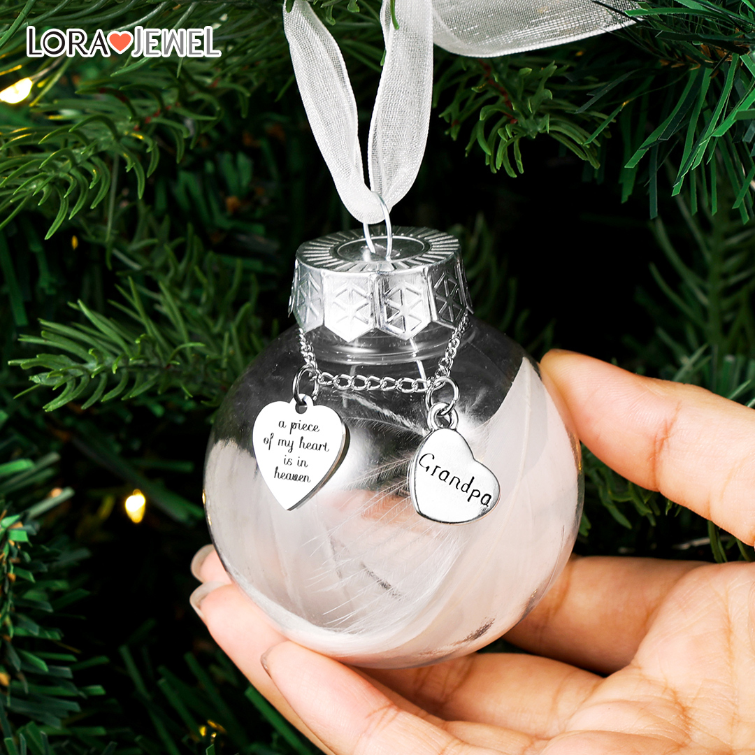 Personalised Name Feather Ball Memorial Ornament A Piece of My Heart Is In Heaven-Jessemade AU