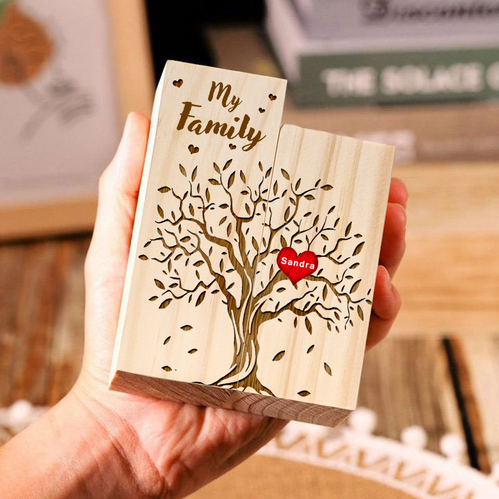 Family Tree Candle Holder Customised 1-10 Names & Text Wooden Candlesticks Personalised Gifts for Family-Jessemade AU