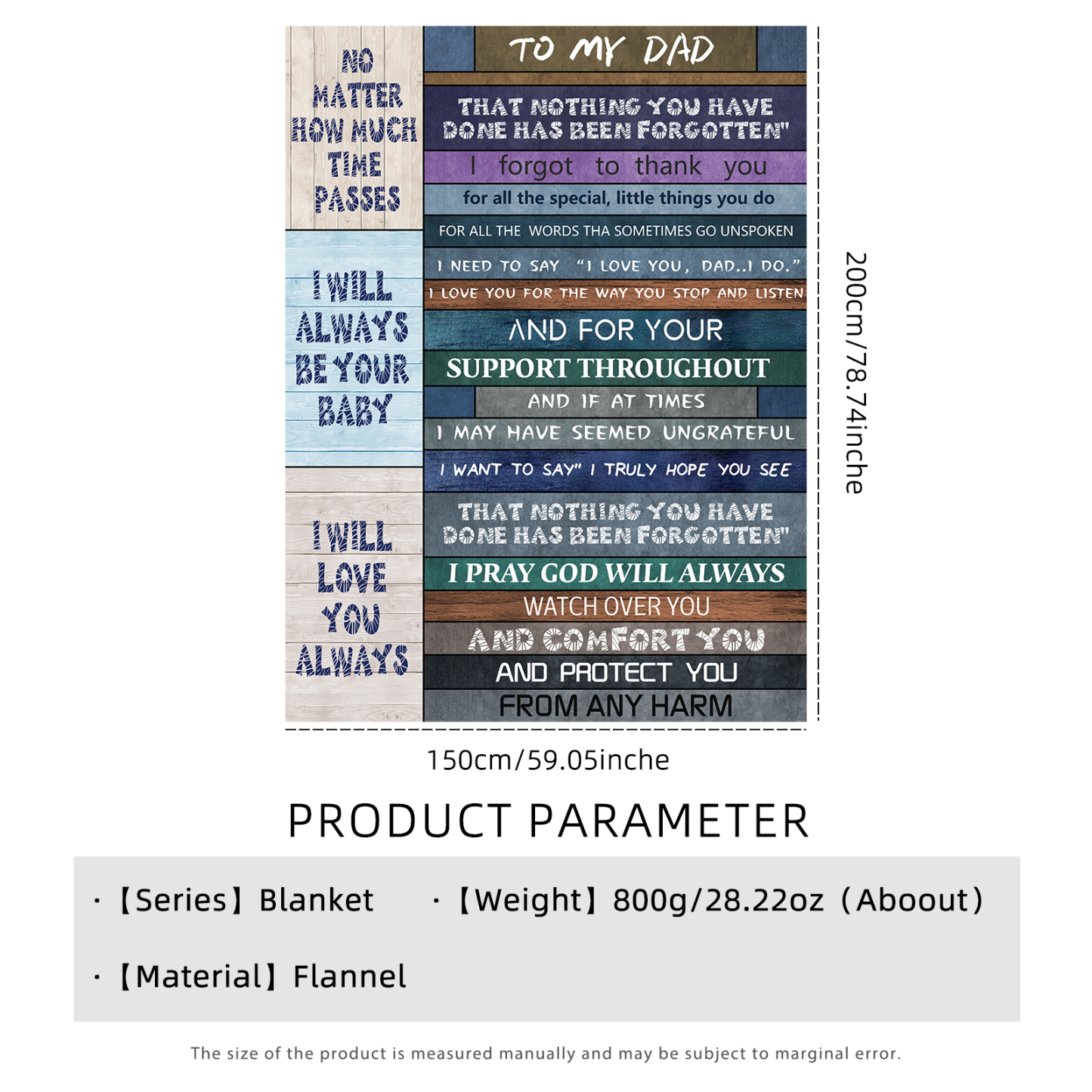 Fleece Blanket Colorful Stripes Father's Day Gift For Dad-Jessemade AU