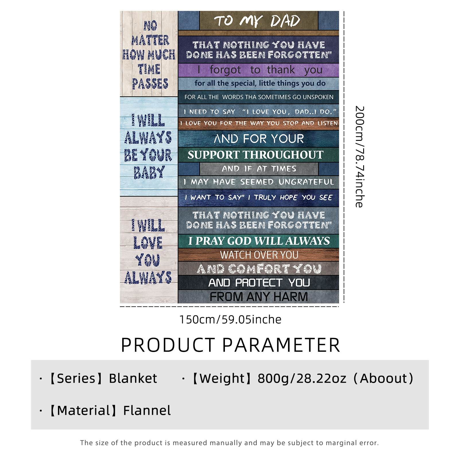 Fleece Blanket Colorful Stripes Father's Day Gift For Dad-Jessemade AU