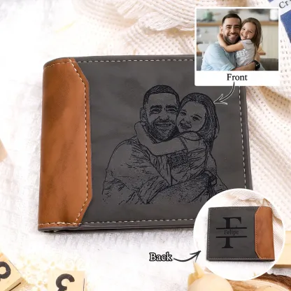 Men Photo Wallet Personalised Monogram Wallet Gray Gift for Him-Jessemade AU