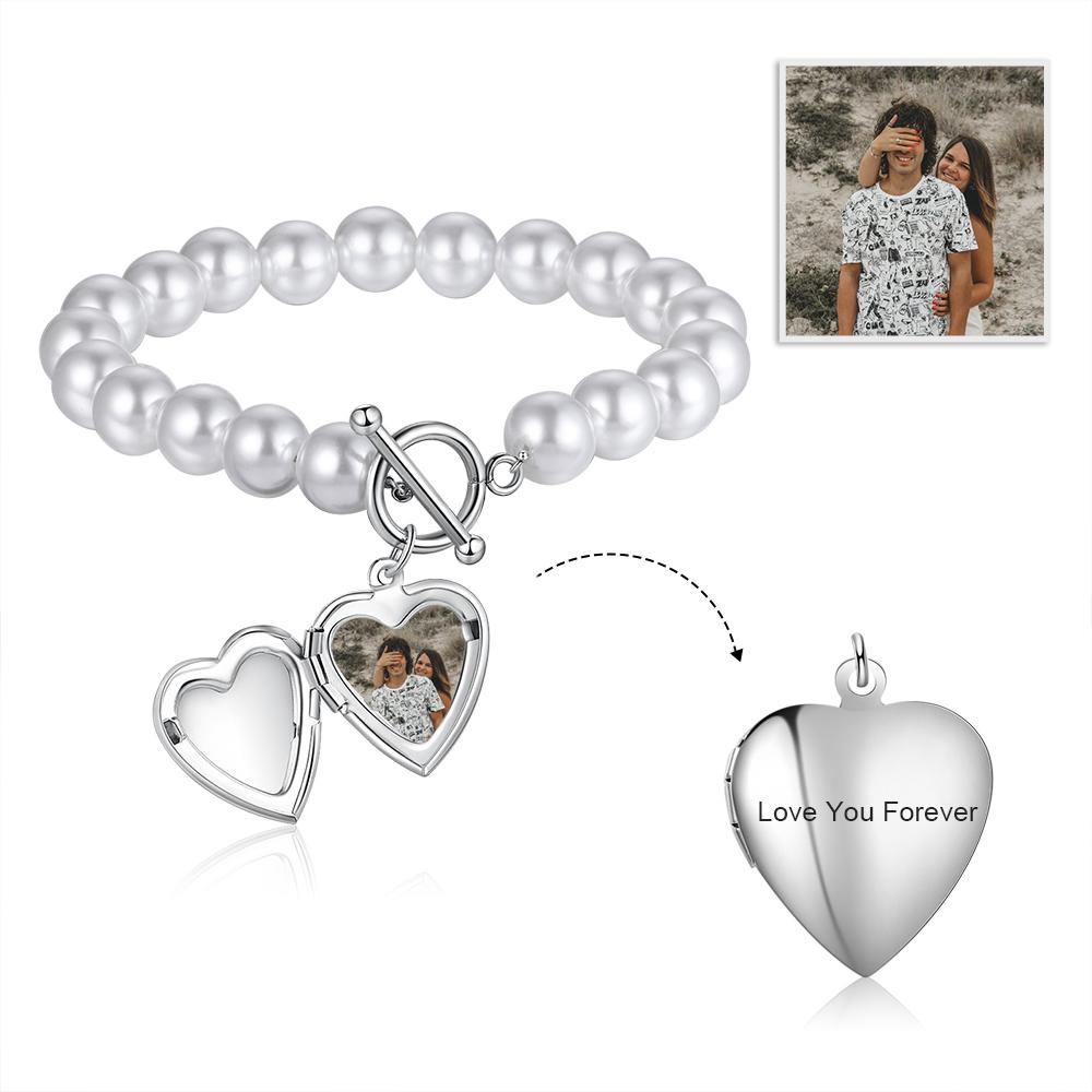 Personalised Heart Photo Locket Bracelet Custom Photo Bracelet Gifts For Her-Jessemade AU