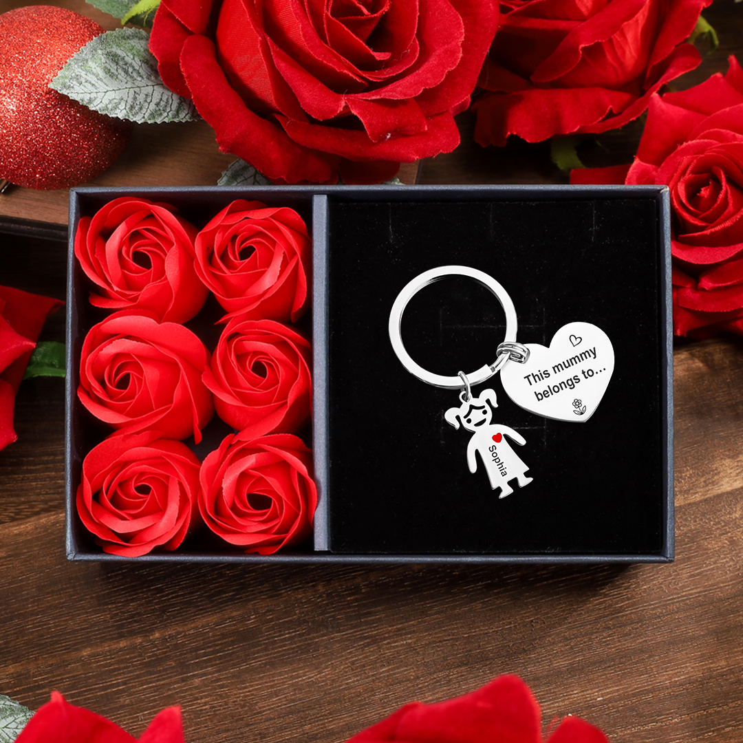 Personalised Heart Keychain With Engraved 1 Kid's Names Charm "This Mummy Belongs to" For Her Mother's Day Gifts for Mum -Jessemade AU