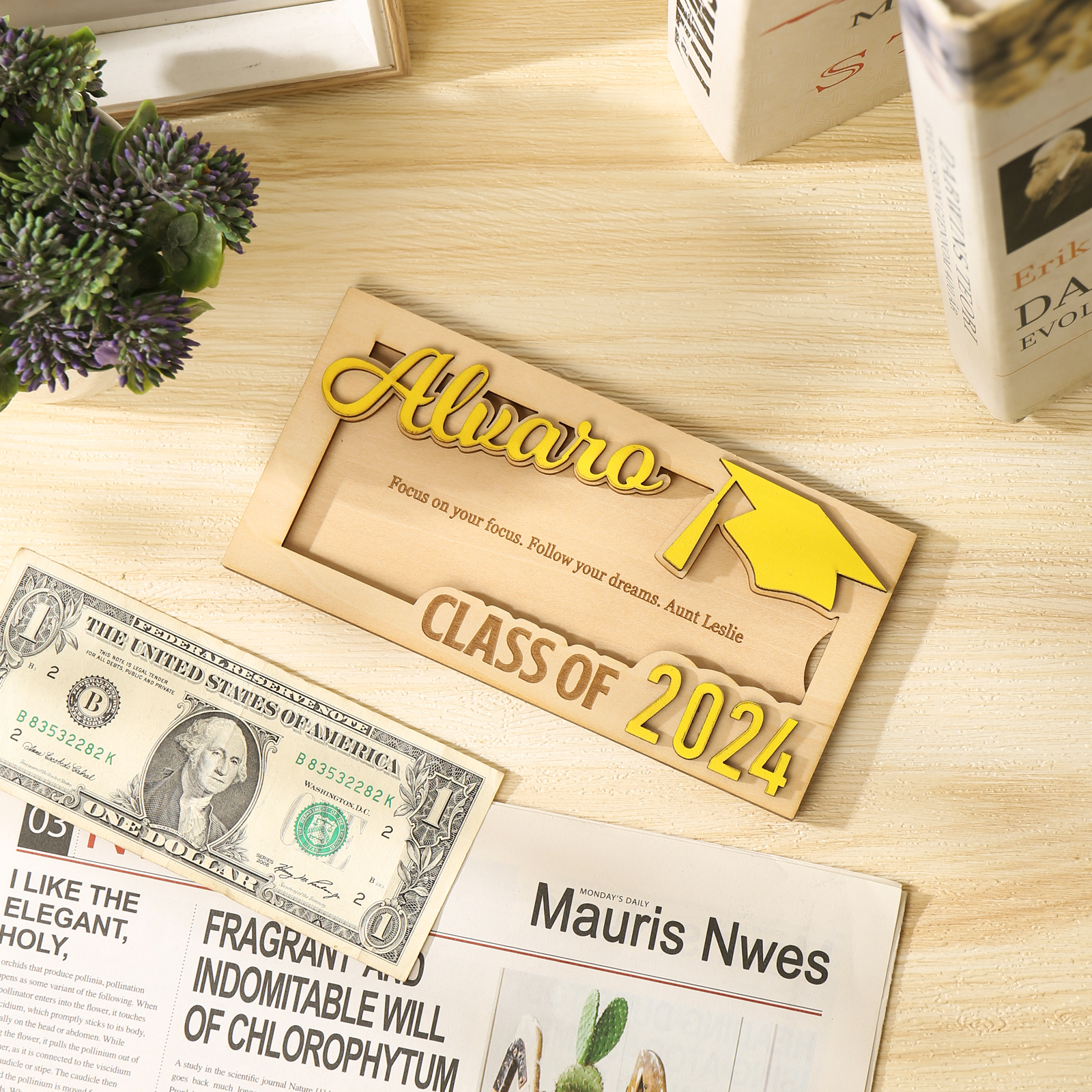 Class of 2024 Personalised Graduation Cash Clip Custom Name & Text Cash Box Creative Gifts for Her/Him-Jessemade AU