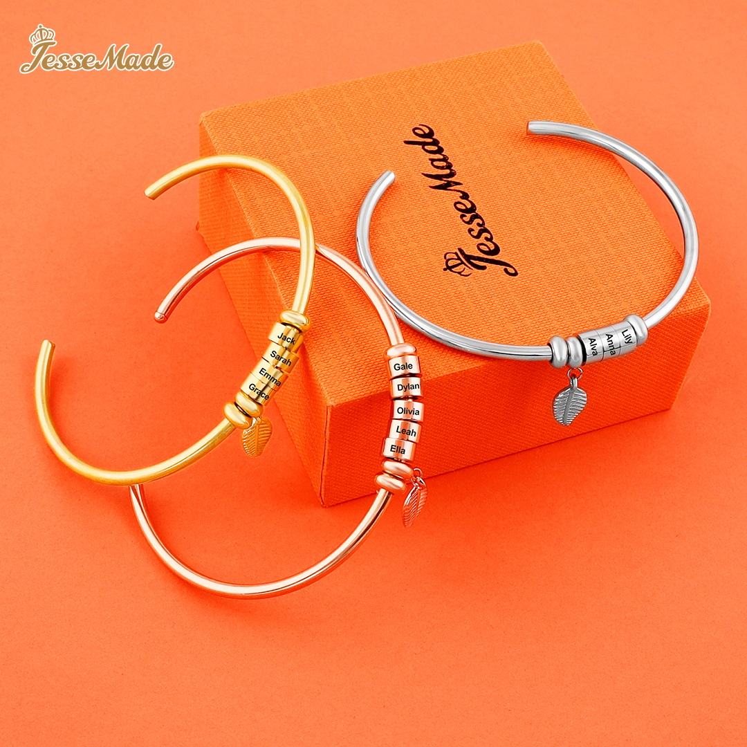 4 Beads Bracelet with a leaf-Jessemade AU