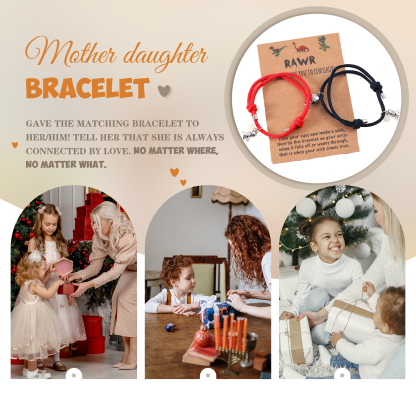 Two Souls One Heart Bracelet With Dinosaur Pendant Magnetic Bracelet Set-Jessemade AU