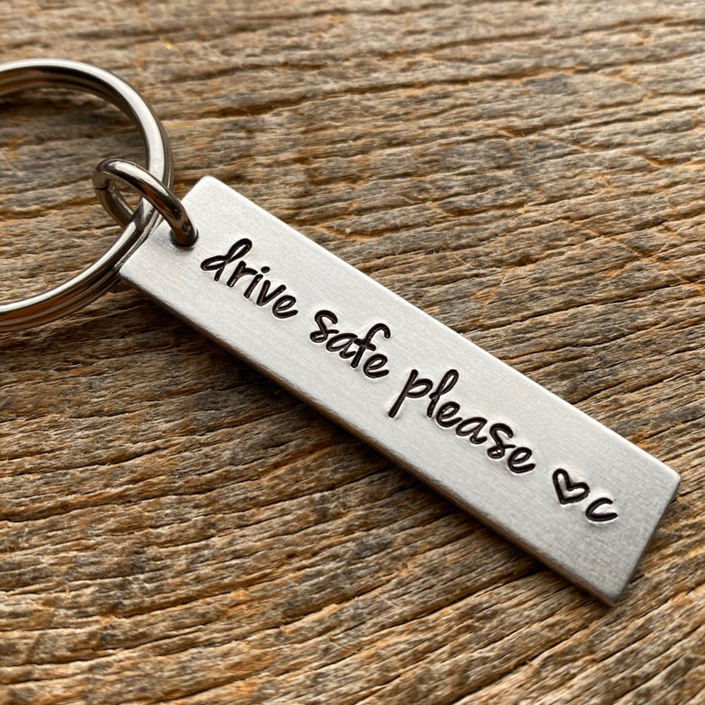 Drive Safe Please Keychain Custom Initial for Couple-Jessemade AU