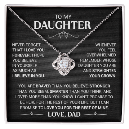 To My Daughter Love Knot Necklace Dad to Daughter Necklace Special Birthday Gift for Her - Never Forget That I Love You Forever-Jessemade AU