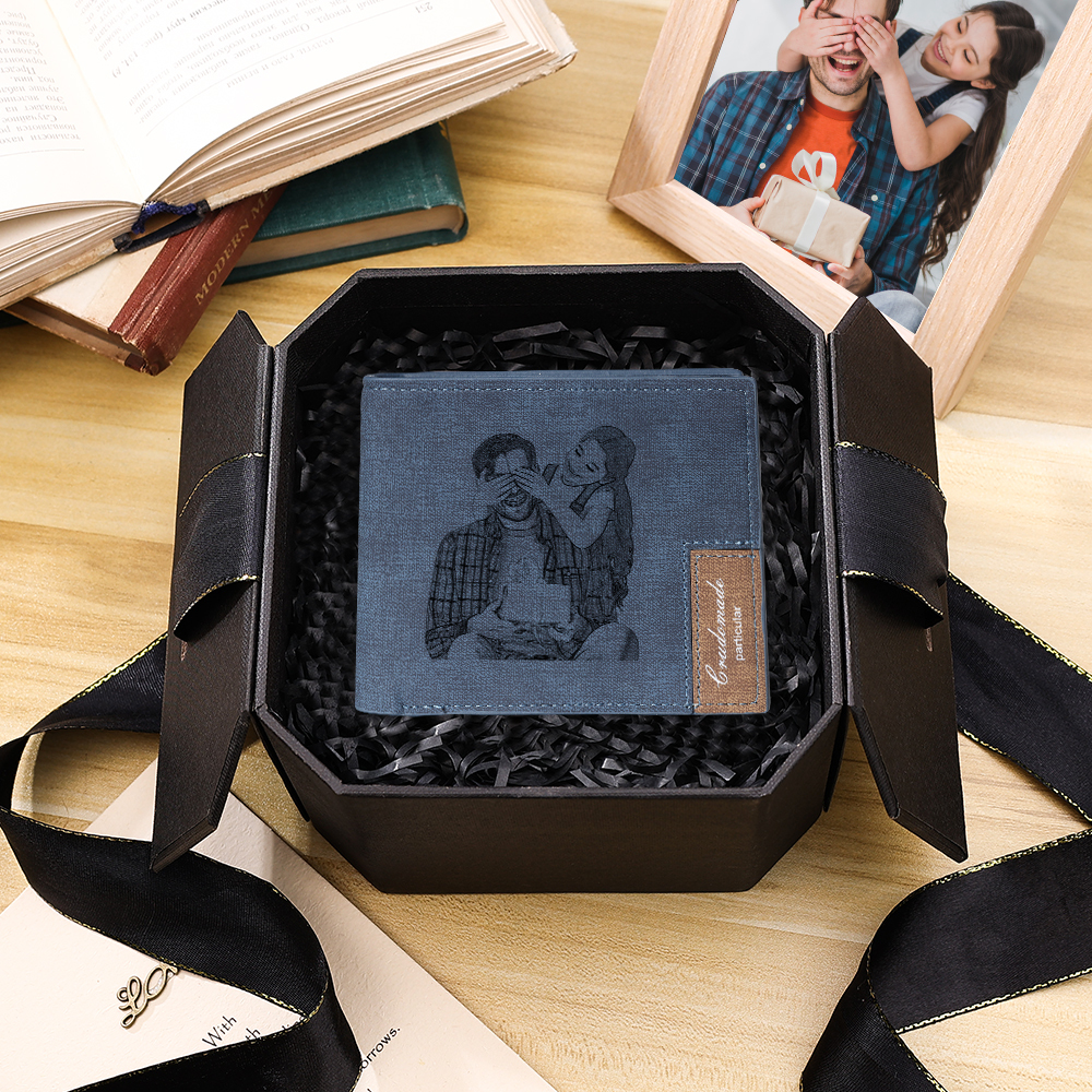 Personalised Leather Wallet Engraved Photo Short Purse Gifts For Men-Jessemade AU