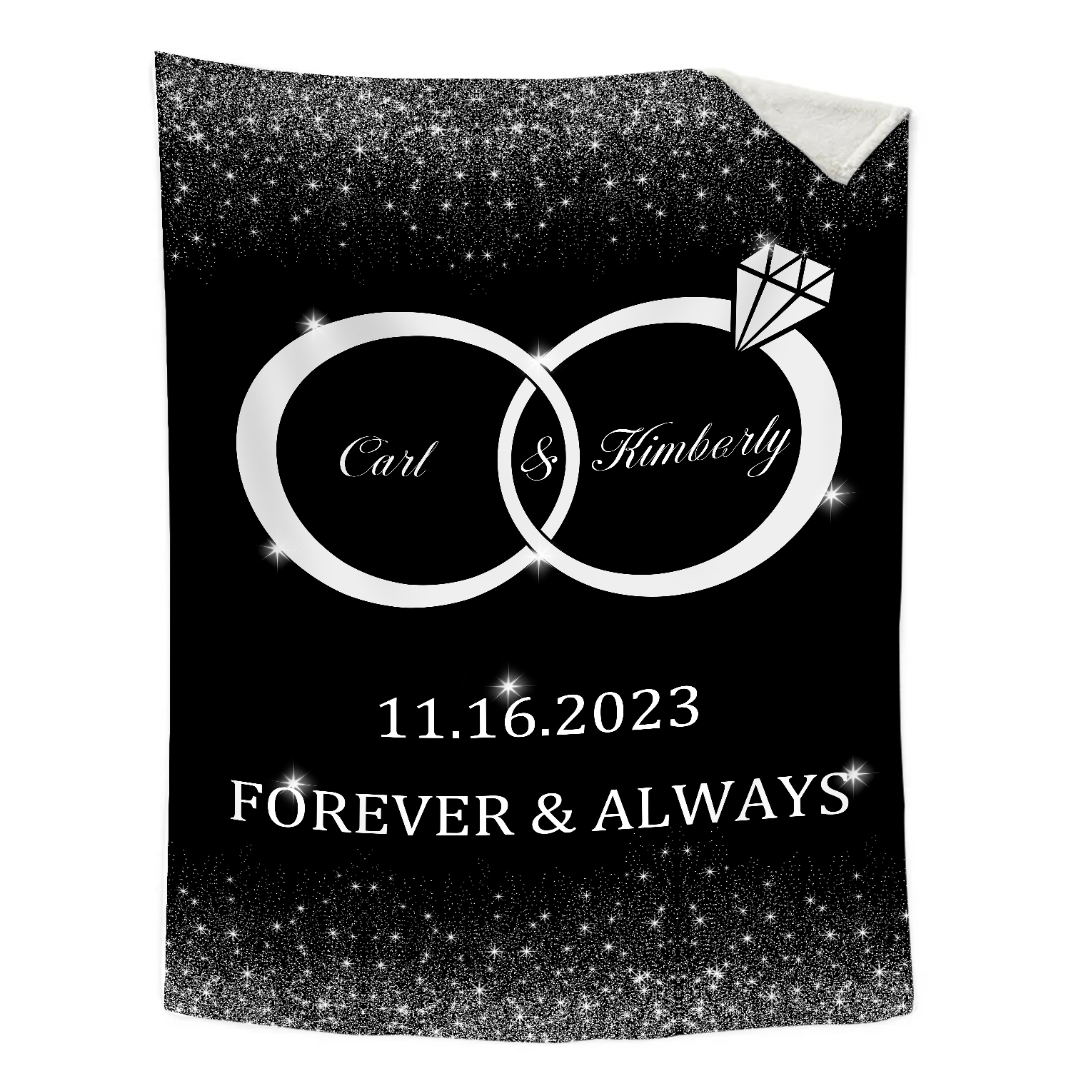Personalised Couple Blanket Customised 2 Names & Date Blanket Ring Valentine's Day Anniversary Gift for Couples-Jessemade AU