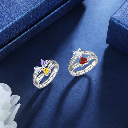 Personalised Birthstone Mother Ring Engraved 3 Names Promise Ring Gifts for Her-Jessemade AU