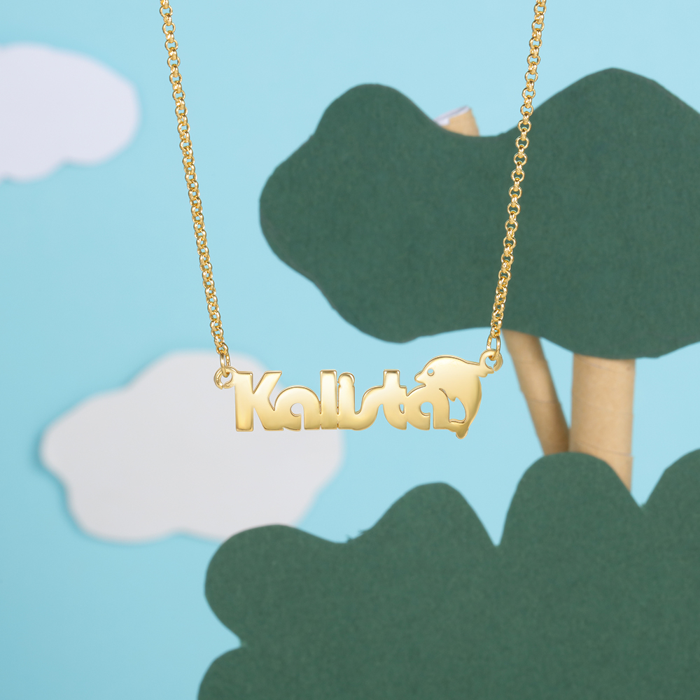 Personalised Kid's Name Necklace Custom Name Dolphin Necklace-Jessemade AU