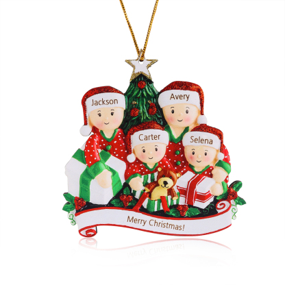 Personalised Christmas Tree Ornament Custom 4 Family Members Names Ornament-Jessemade AU