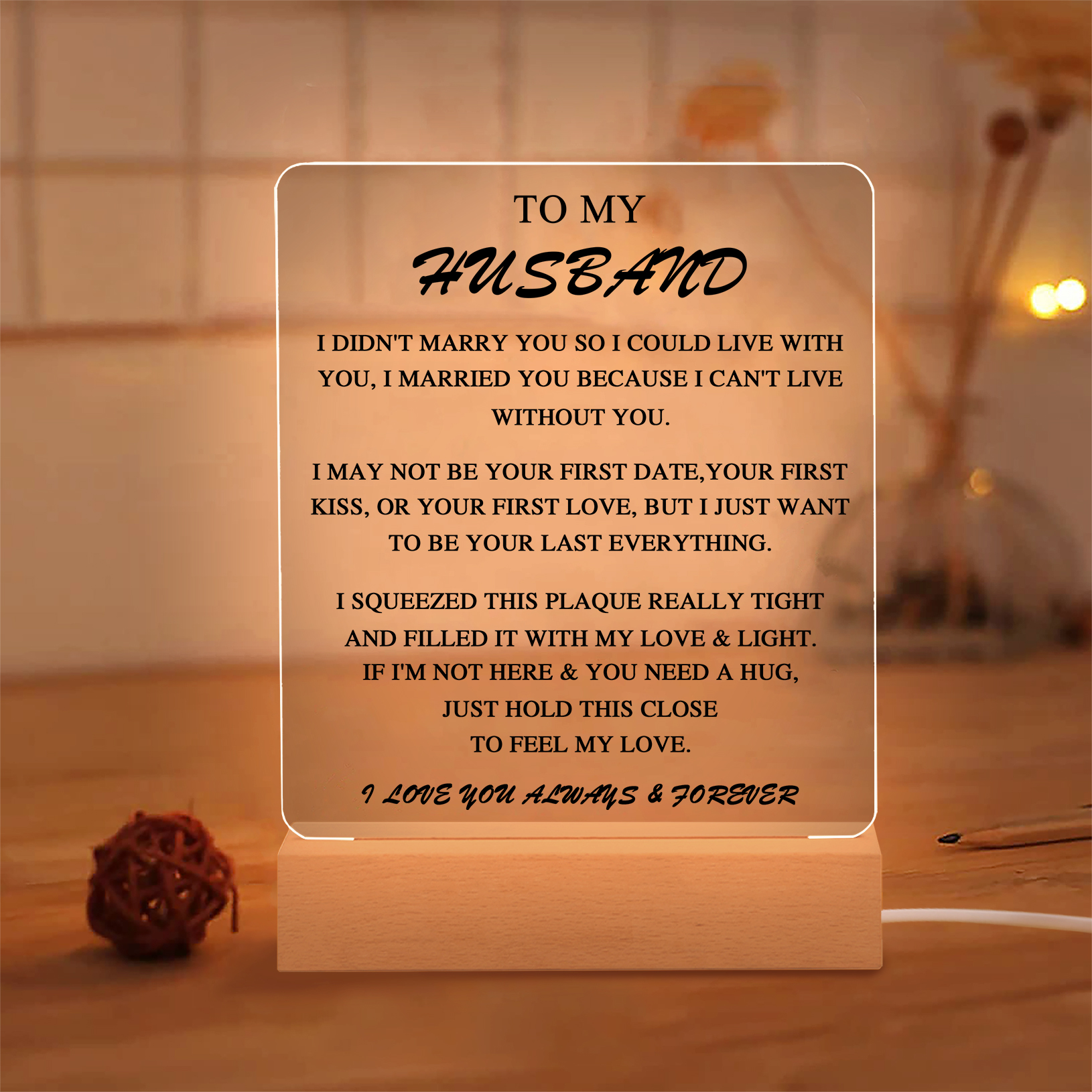 To My Husband LED Night Light "I Love You Always & Forever" Sentimental Gift for Husband-Jessemade AU