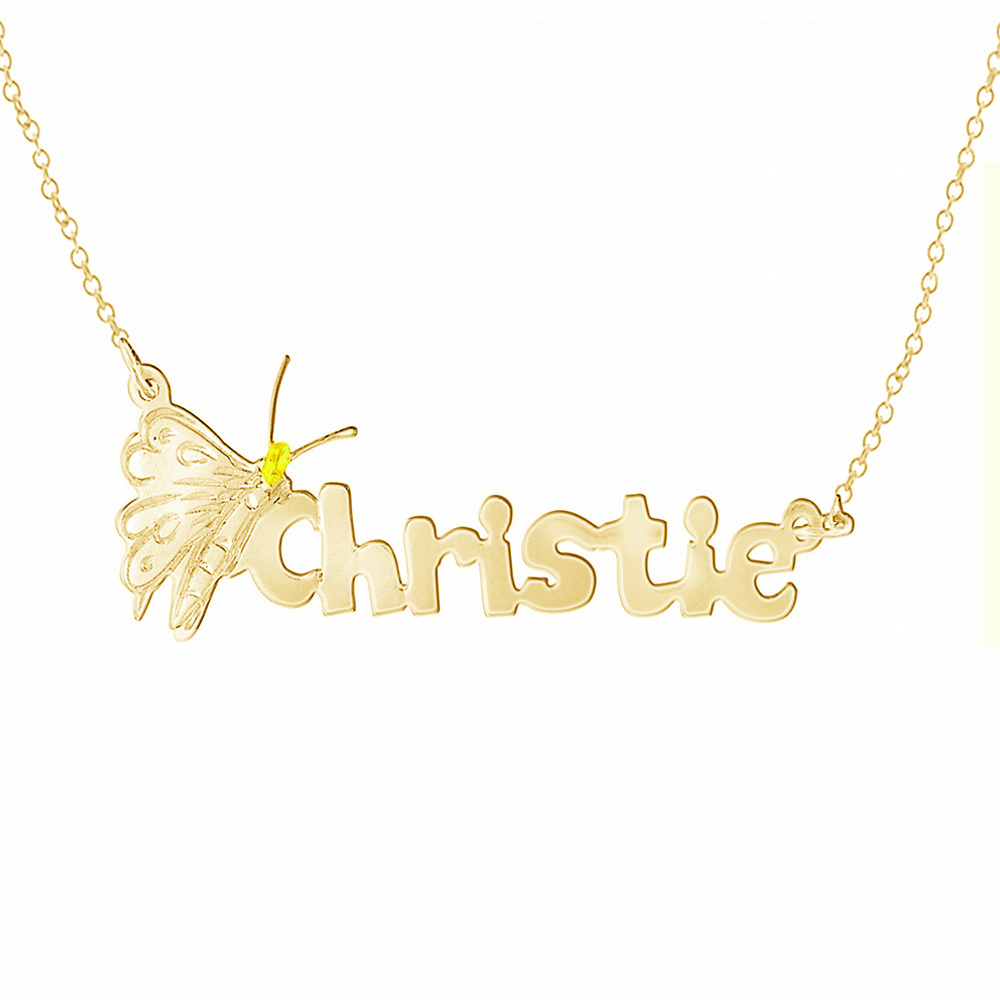 Personalised Butterfly Necklace Custom 1 Name Necklace Gift For Women-Jessemade AU