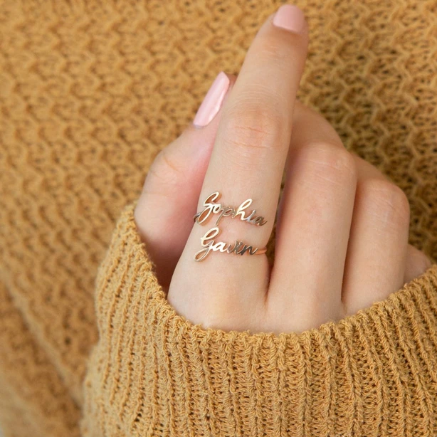 Personalised Name Ring Custom Rings with 2 Names Gifts for Mother Ring-Jessemade AU