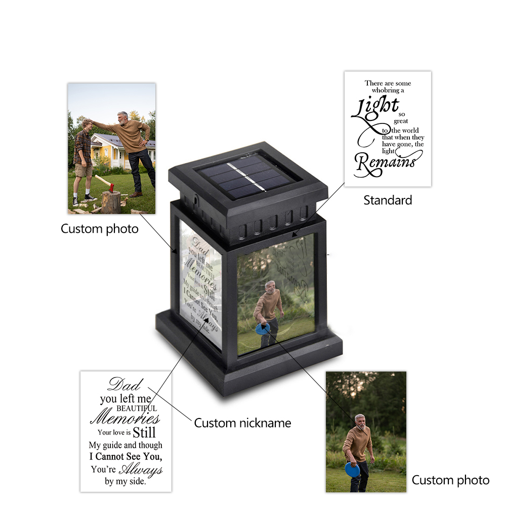 Solar Light Personalised Photo Memorial Lantern Lamp Sympathy Lantern Bereavement Gift Loss of a Loved One-Jessemade AU