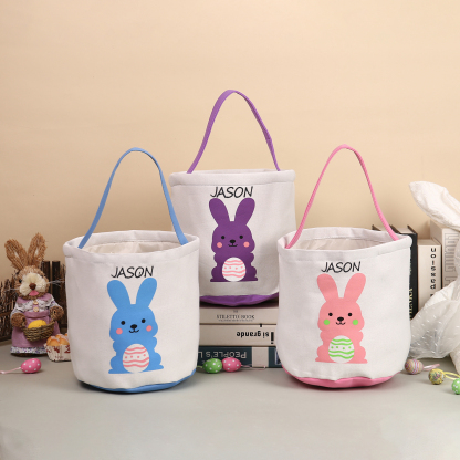 Personalised Bunny Tote Bag Custom Name Bunny Bucket Bag Easter Gifts-Jessemade AU