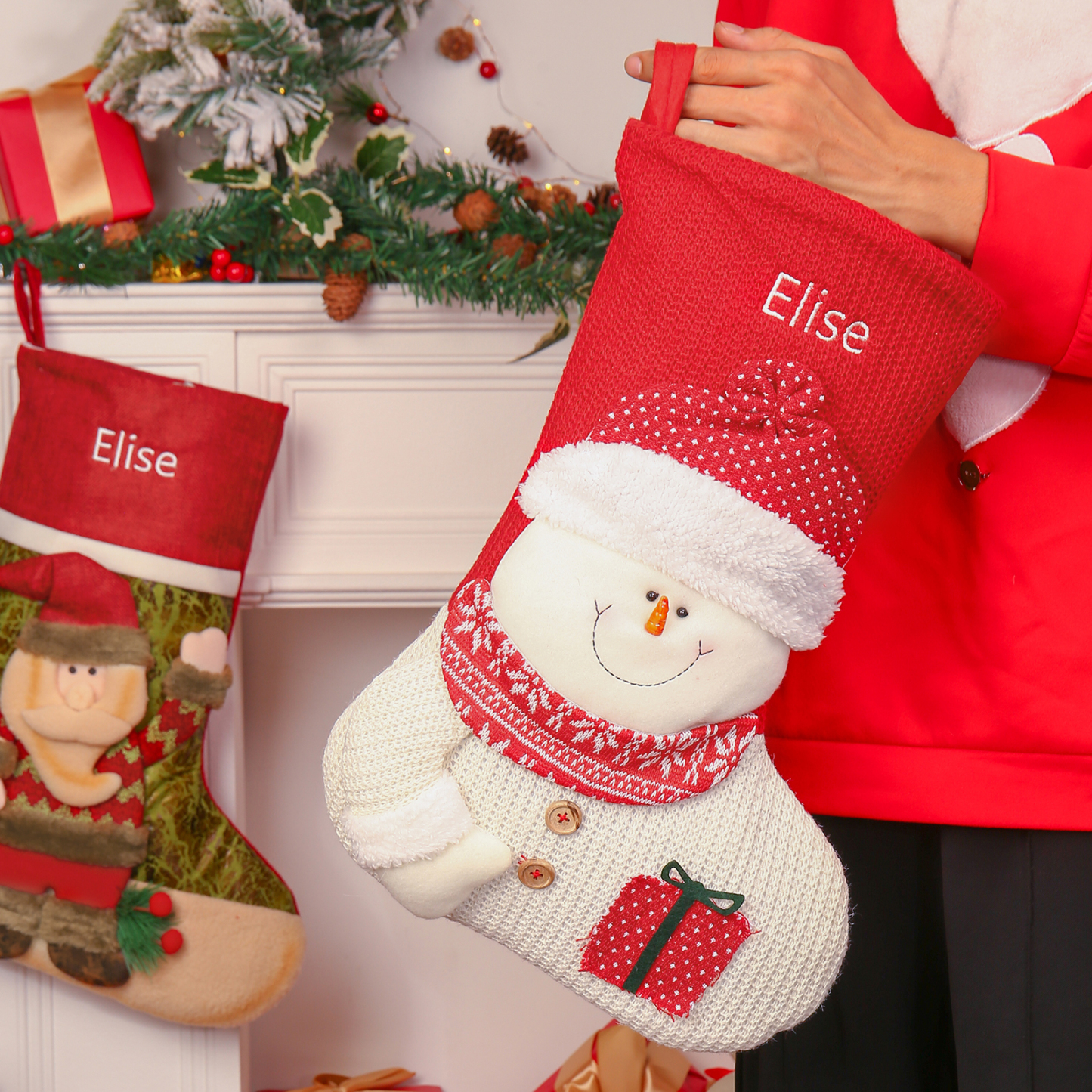 Personalised Christmas Stockings Ornaments Custom 1 Name Christmas Socks Gifts for Family Friends-Jessemade AU