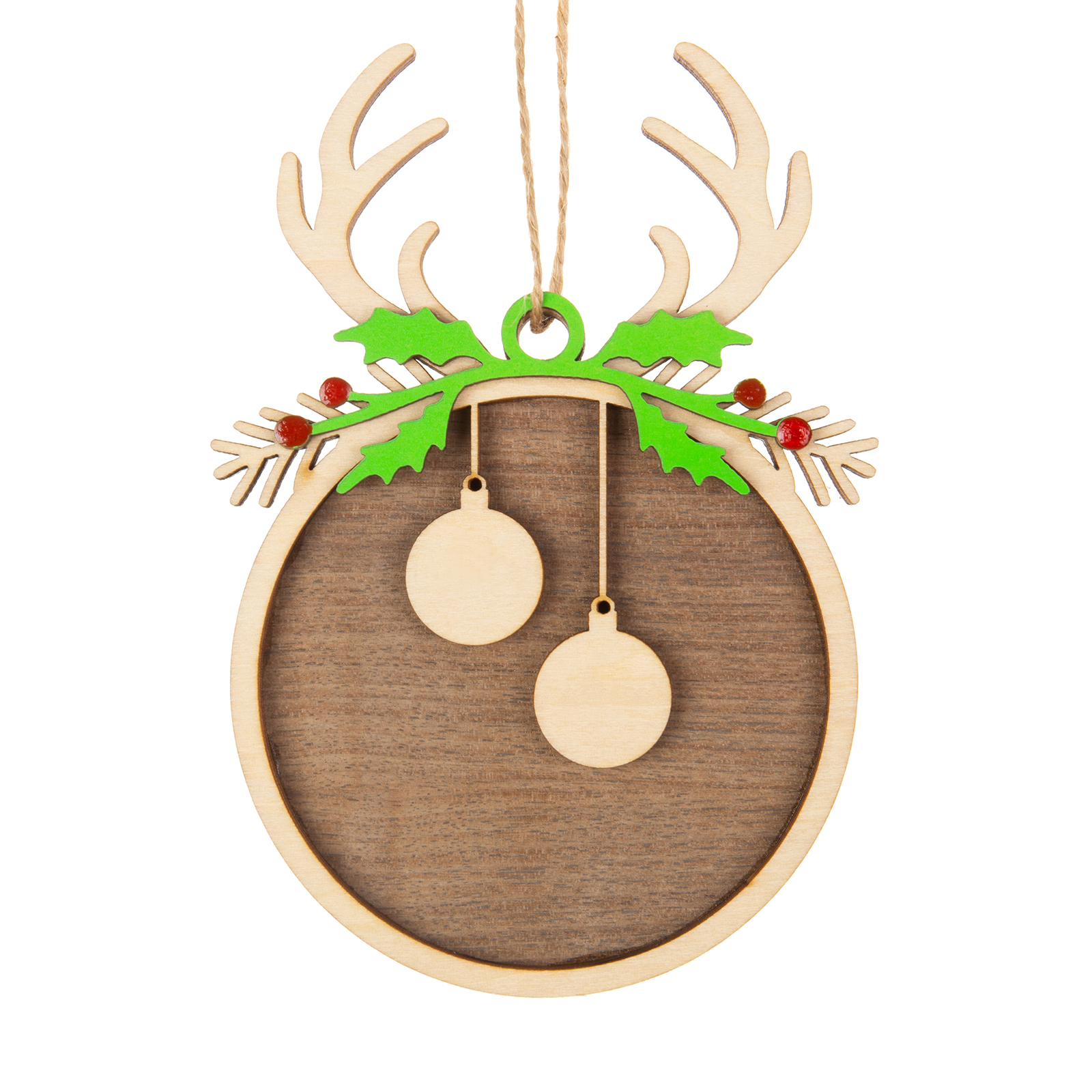 Personalised Christmas Family Ornament Custom 2 Names Reindeer Layered Wood Christmas Ornament-Jessemade AU