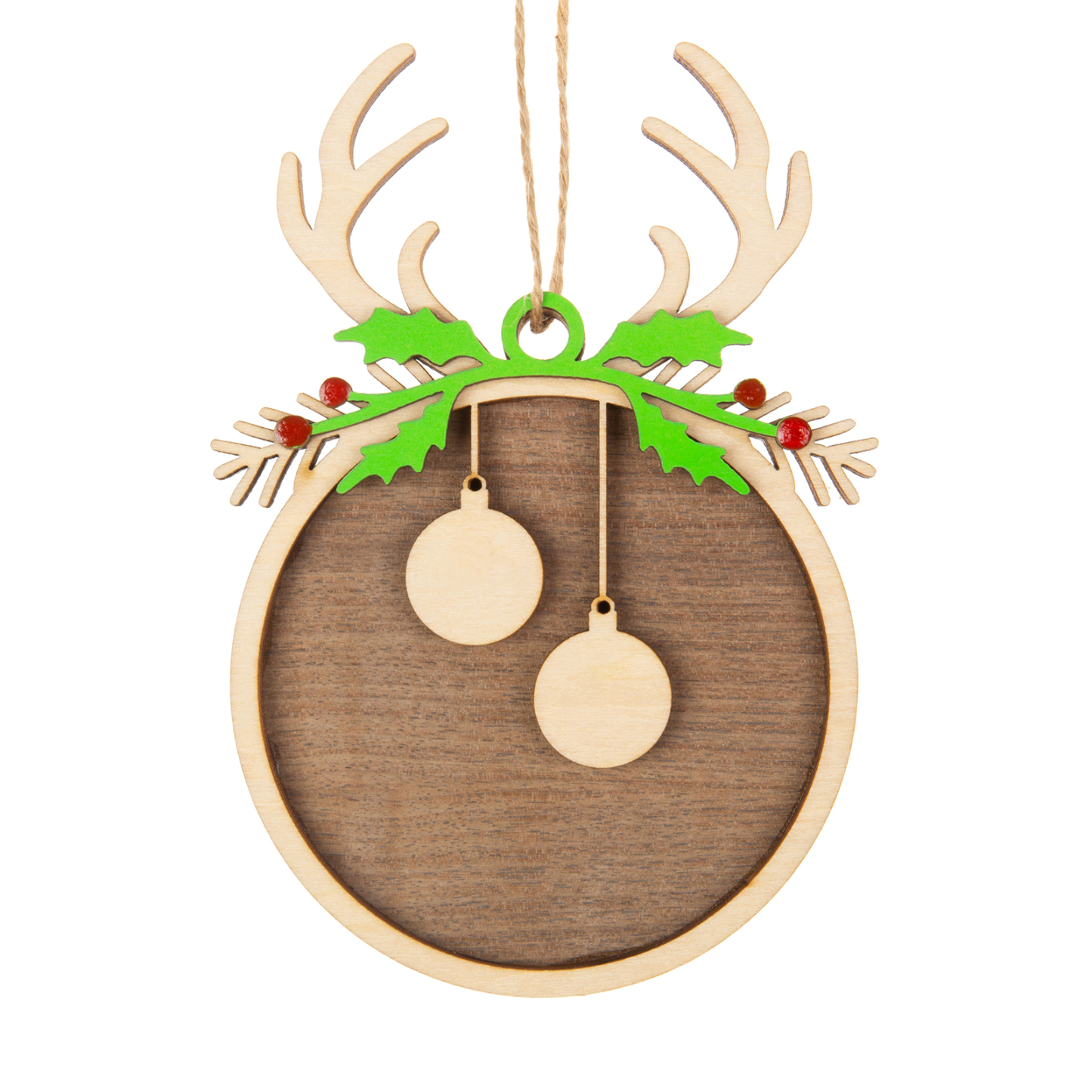 Personalised Christmas Family Ornament Custom 2 Names Reindeer Layered Wood Christmas Ornament-Jessemade AU