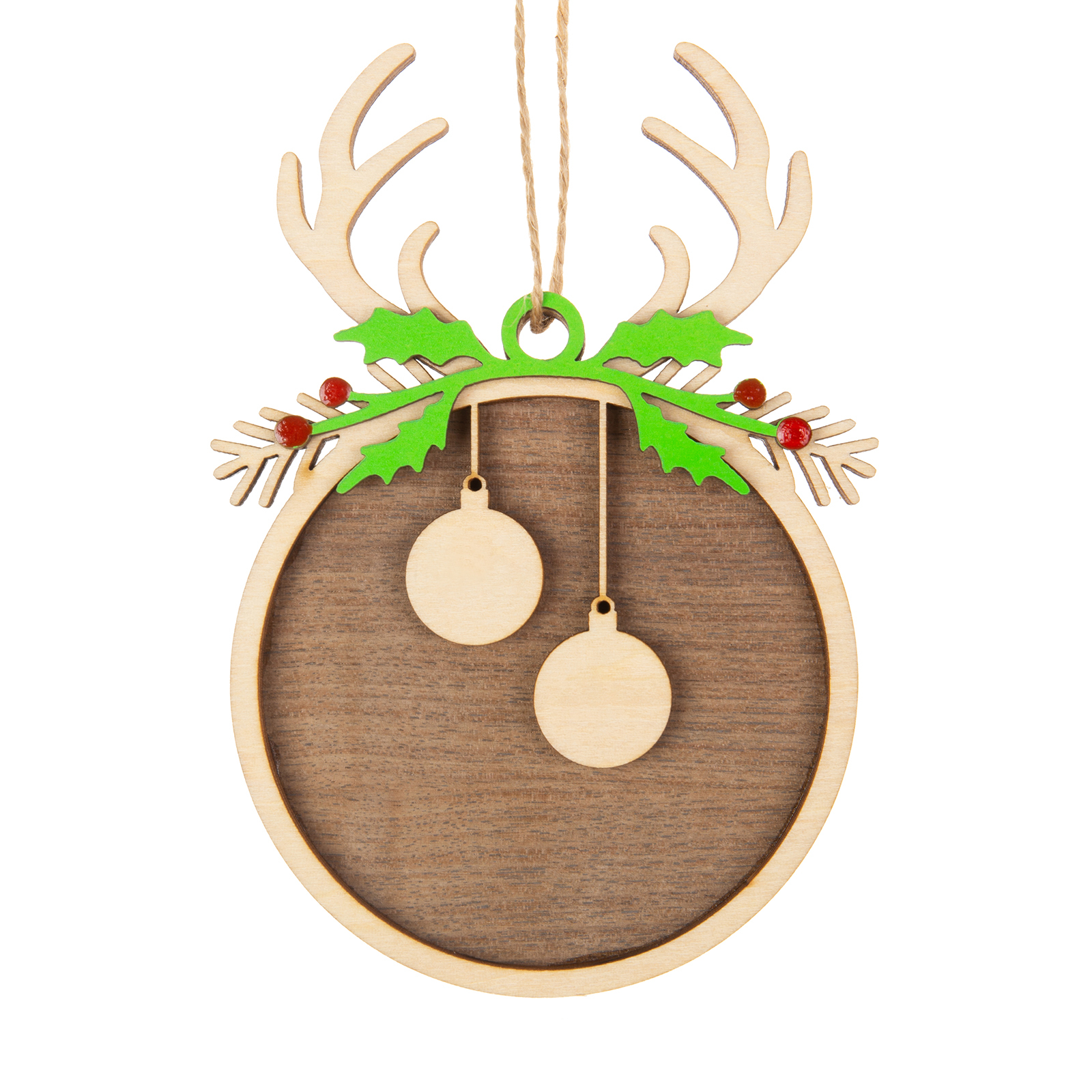 Personalised Christmas Family Ornament Custom 2 Names Reindeer Layered Wood Christmas Ornament-Jessemade AU