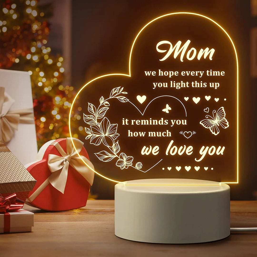 To My Mom- Flower Heart Night Light LED Lamp Bedroom Decoration For Mother-Jessemade AU