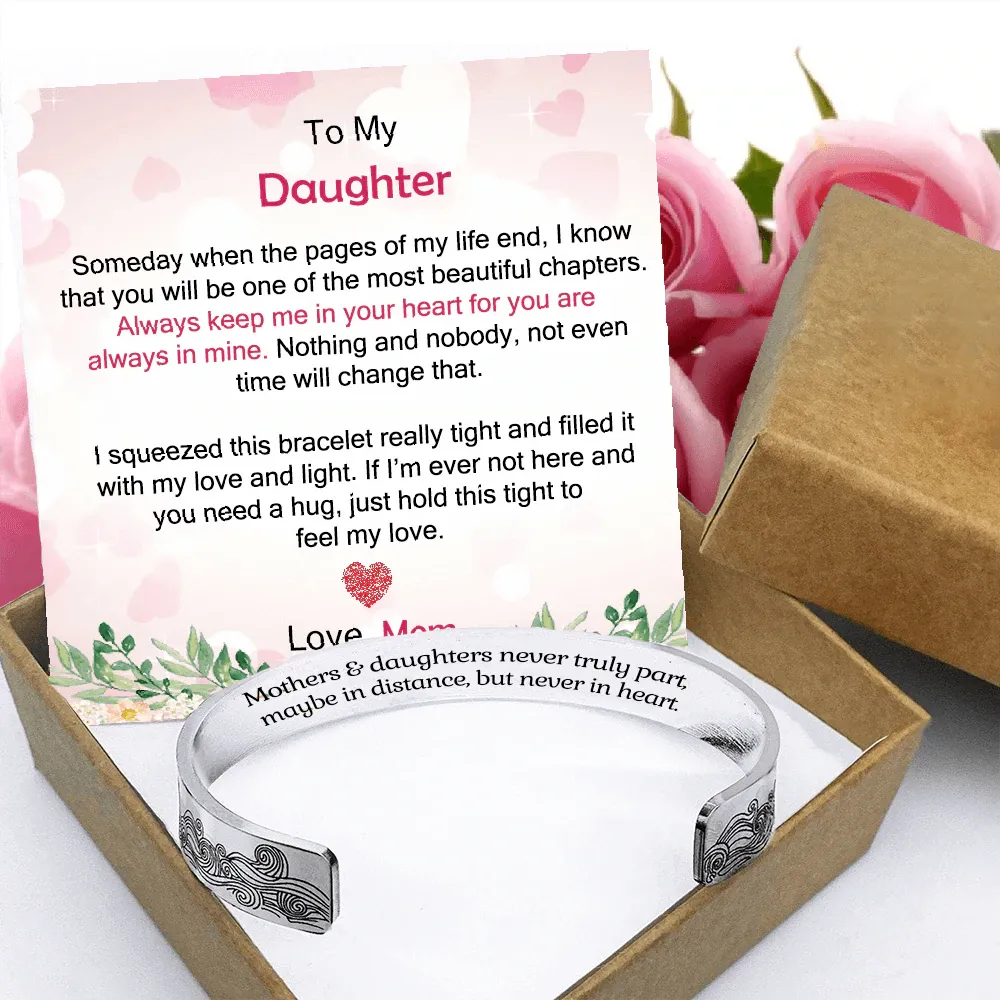 Mom to Daughter Cuff Bracelet "Always Keep Me in Your Heart"-Jessemade AU