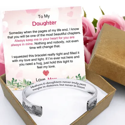 Mom to Daughter Cuff Bracelet "Always Keep Me in Your Heart"-Jessemade AU