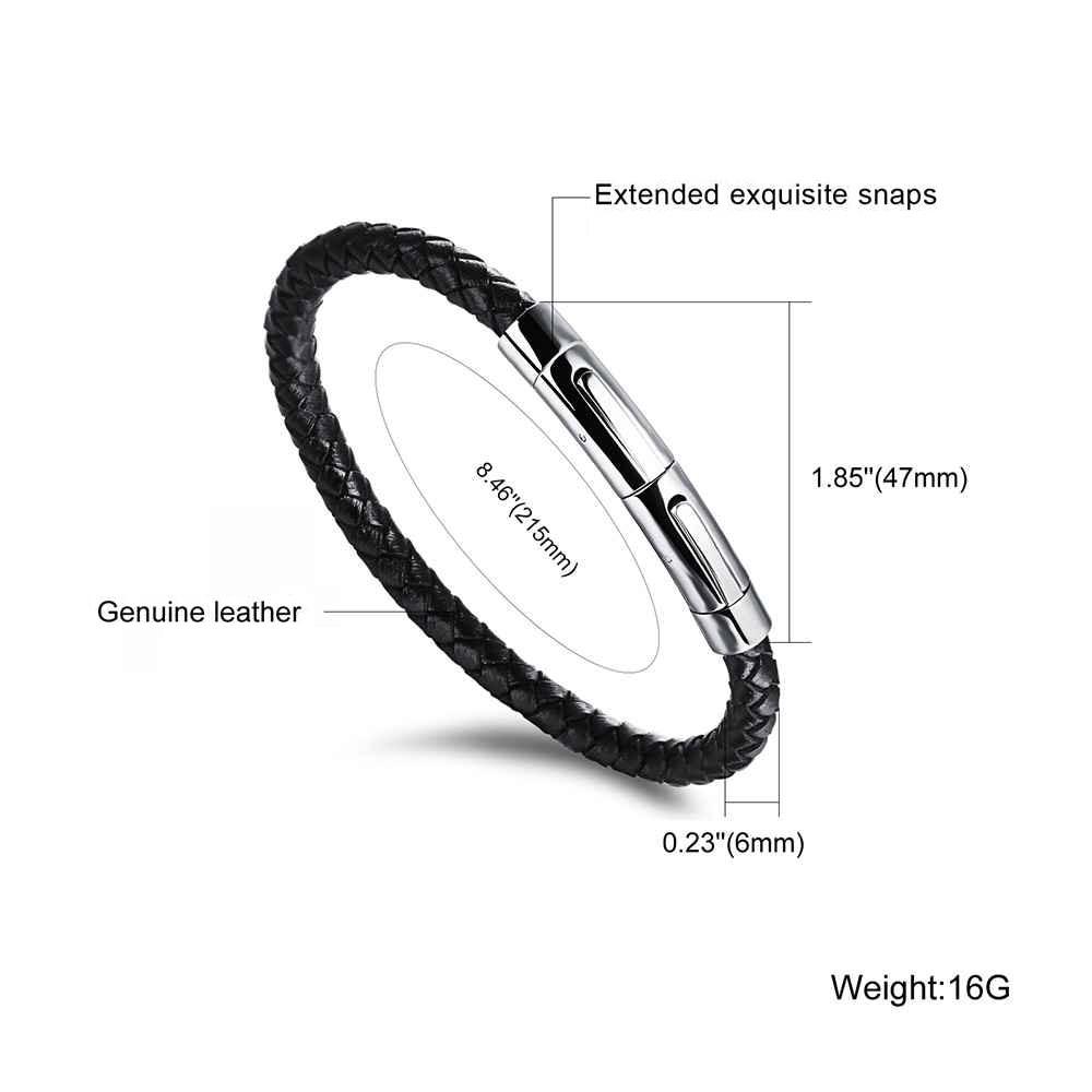 Men's Bracelets & Bangles Leather Black Braided Rope  Gift for Dad-Jessemade AU