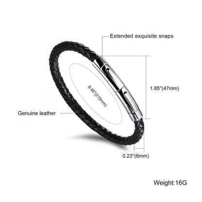 Men's Bracelets & Bangles Leather Black Braided Rope  Gift for Dad-Jessemade AU