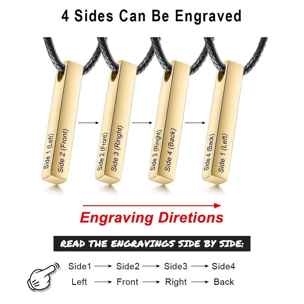 Engraved 3D Bar Necklace for Men Best Gift For Dad-Jessemade AU