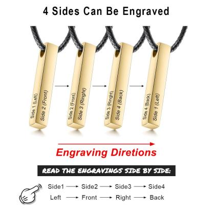 Engraved 3D Bar Necklace for Men Best Gift For Dad-Jessemade AU