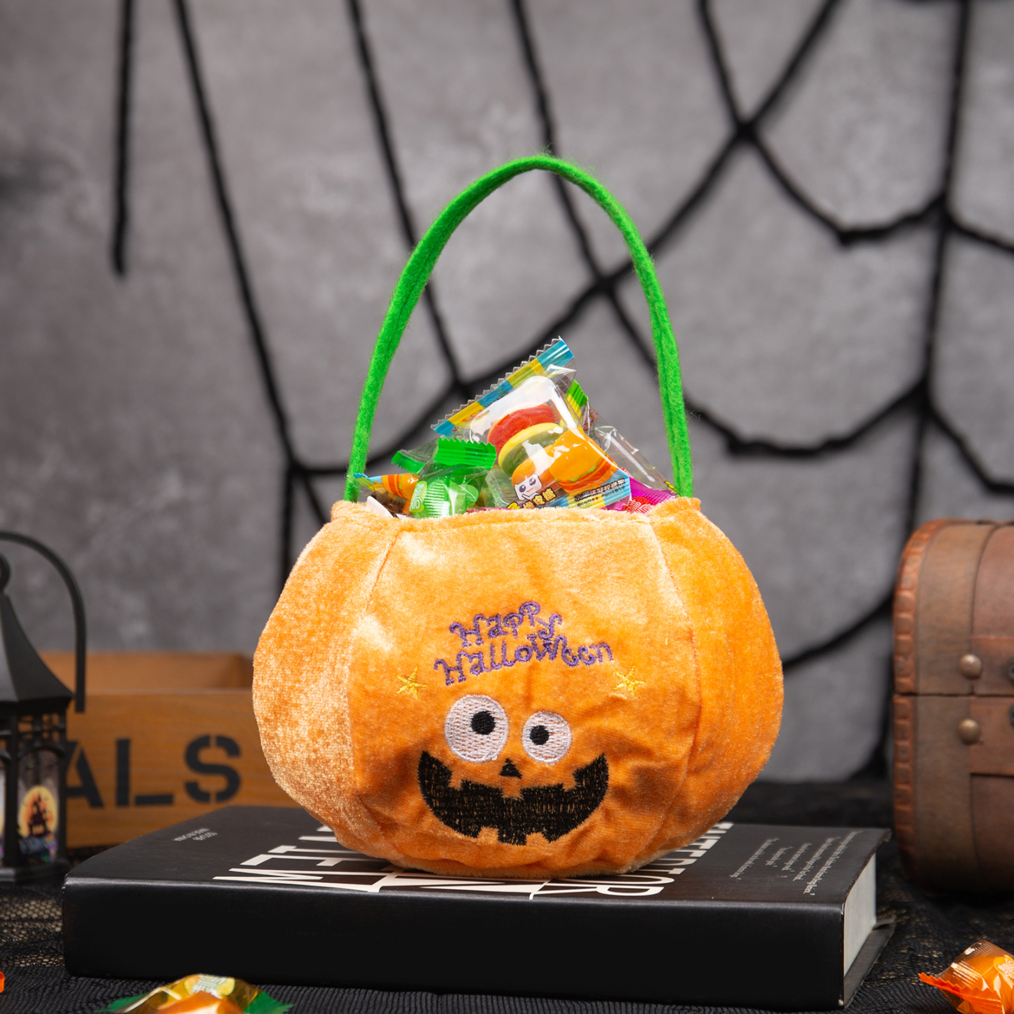 Halloween Tote Bag Custom 1 Name Pumpkin Tote Bag Halloween Candy Bag for Kids-Jessemade AU