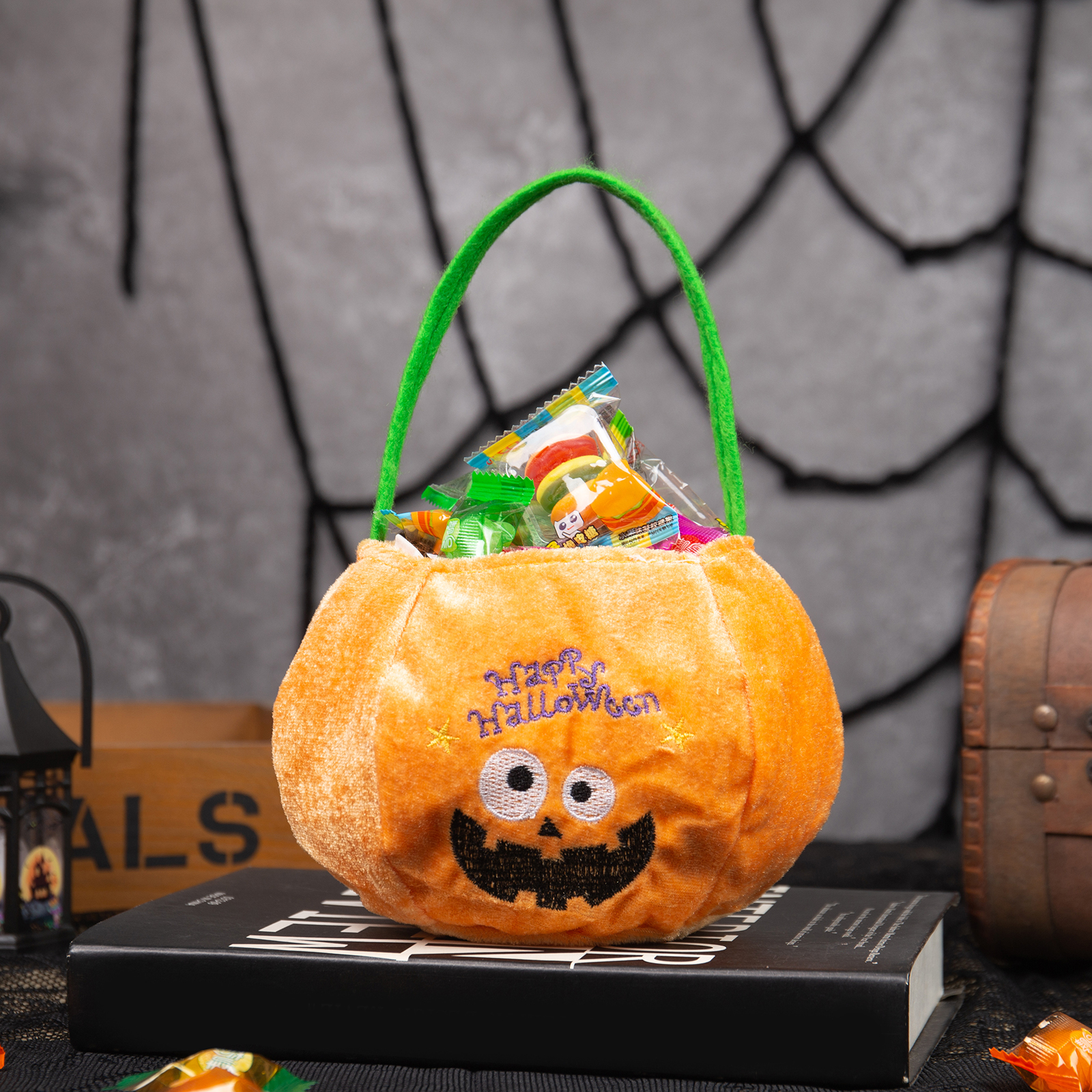 Halloween Tote Bag Custom 1 Name Pumpkin Tote Bag Halloween Candy Bag for Kids-Jessemade AU