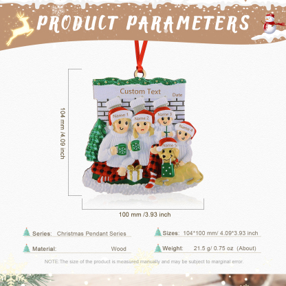 5 Names - Personalised Christmas Ornaments Customised Text & Date Xmas Wooden Decor Gifts for Family Friends-Jessemade AU
