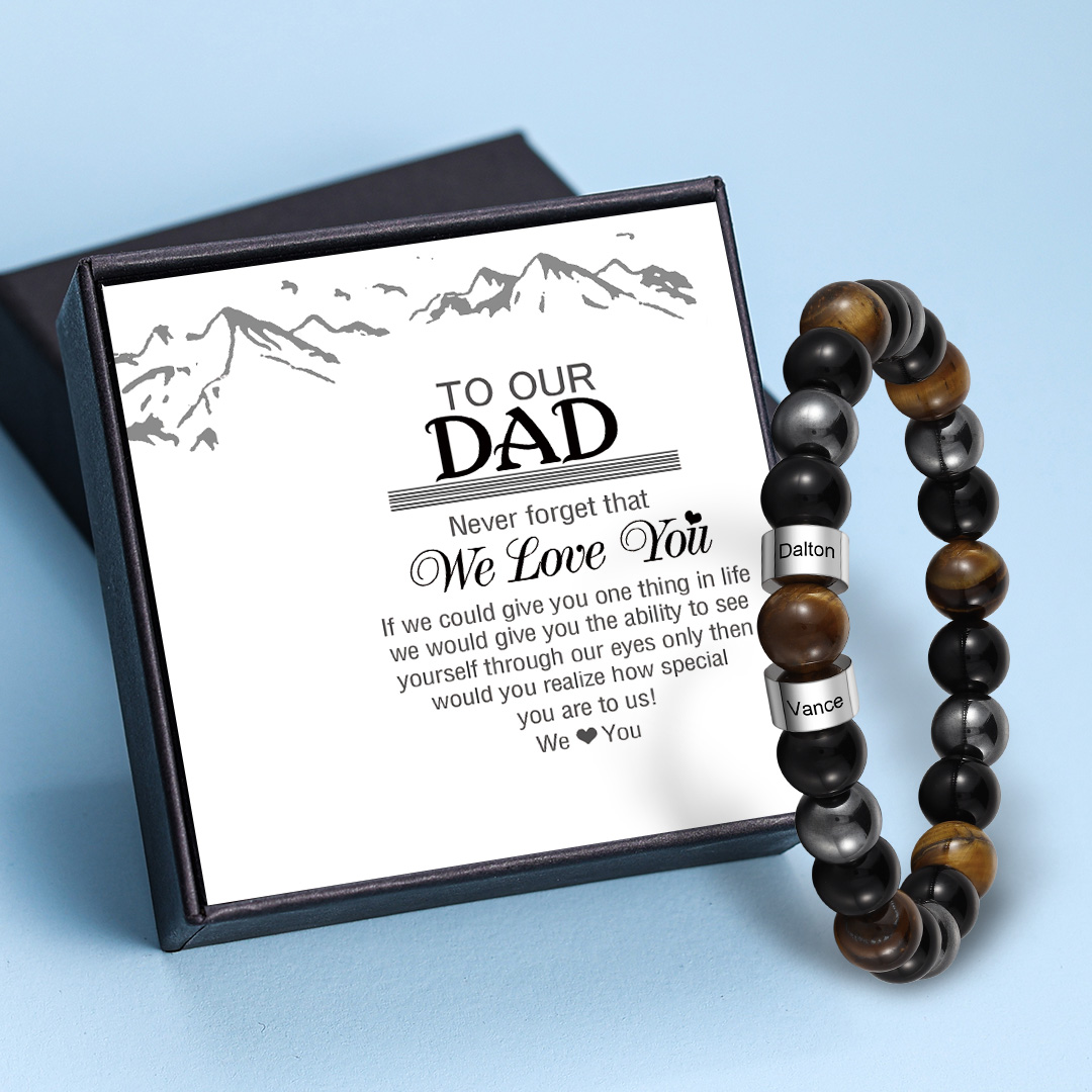 2 Names - Personalised Men's Beaded Bracelet Customised Name Bracelet Birthday Gift for Him-Jessemade AU