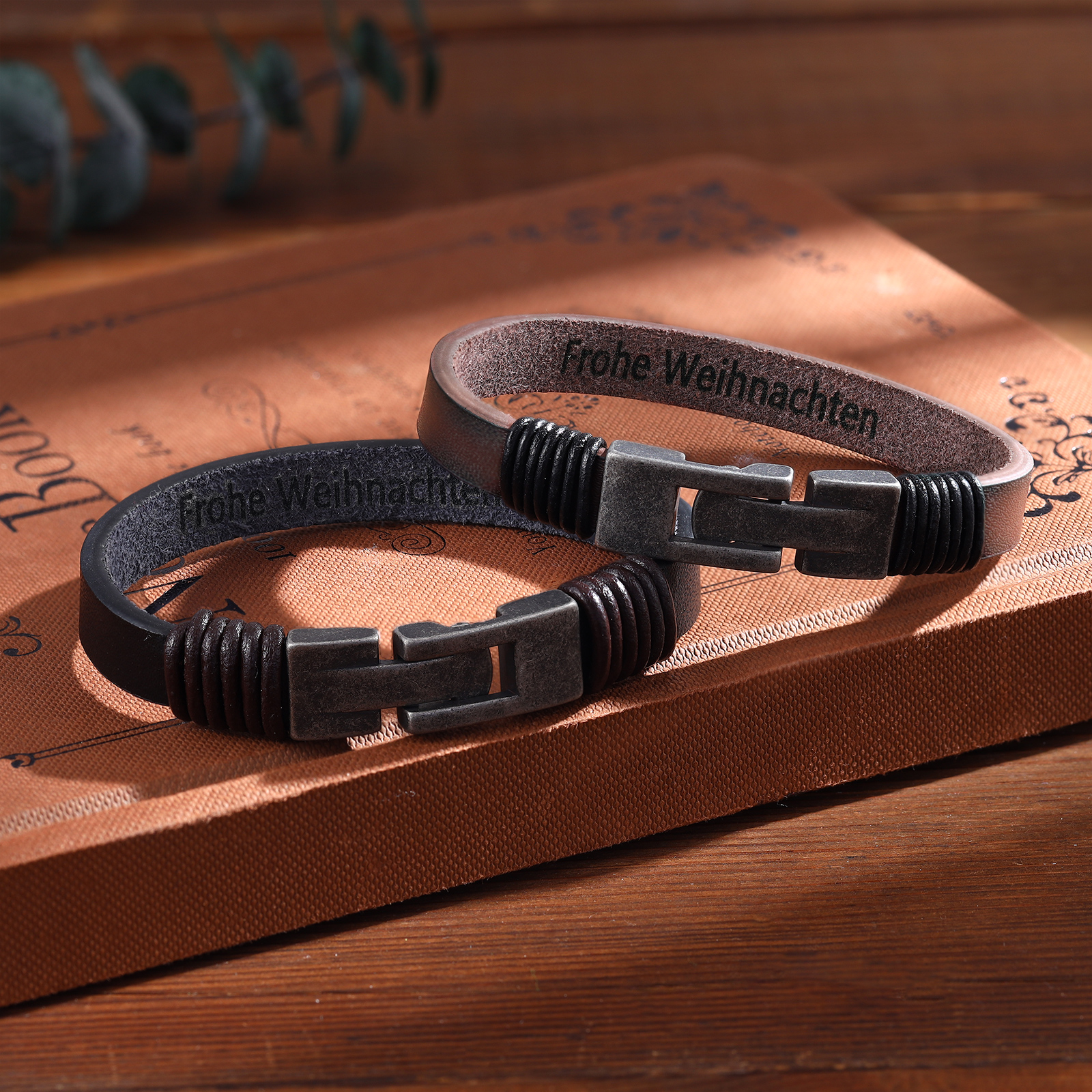 Vintage Men's Leather Bracelet Engraved Text Bracelet Personalised Gift for Him-Jessemade AU