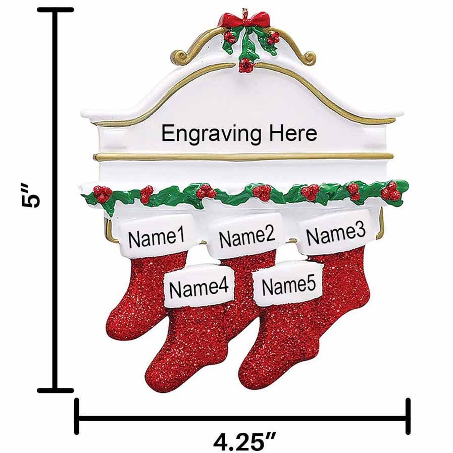 Personalised Red Stockings Ornament Custom 5 Names Gifts for Family-Jessemade AU