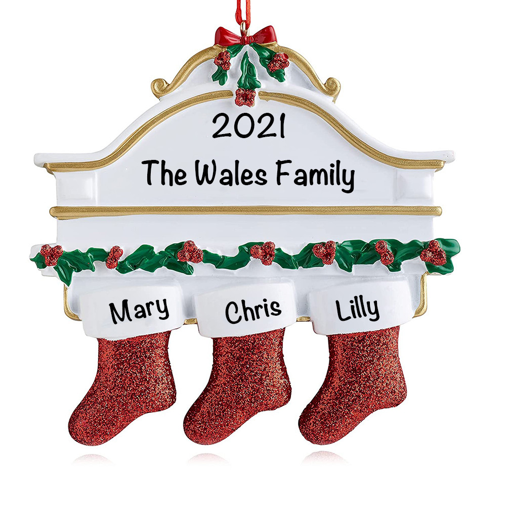 Personalised Red Stockings Ornament Custom 3 Names Gifts for Family-Jessemade AU