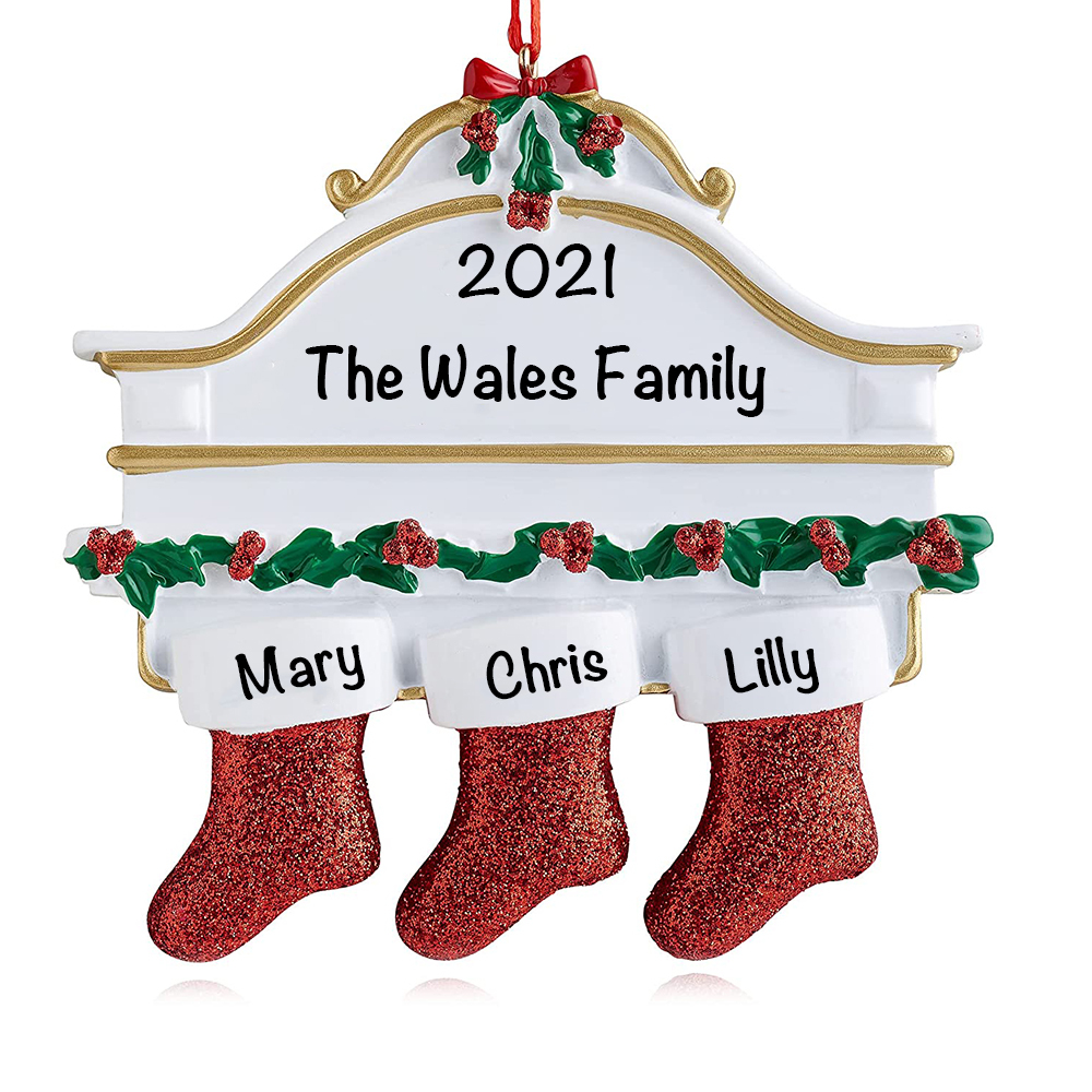 Personalised Red Stockings Ornament Custom 3 Names Gifts for Family-Jessemade AU