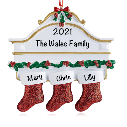 Personalised Red Stockings Ornament Custom 3 Names Gifts for Family-Jessemade AU