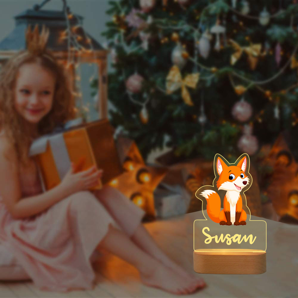Personalised Name Fox Night Light LED Lamp Gifts For Kids-Jessemade AU