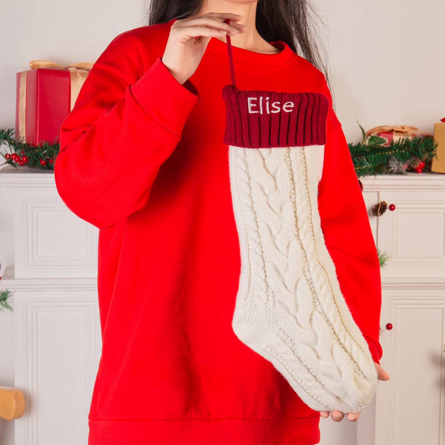 Personalised Christmas Stocking Ornaments Custom 1 Name Xmas Stocking Gifts for Family Friends-Jessemade AU