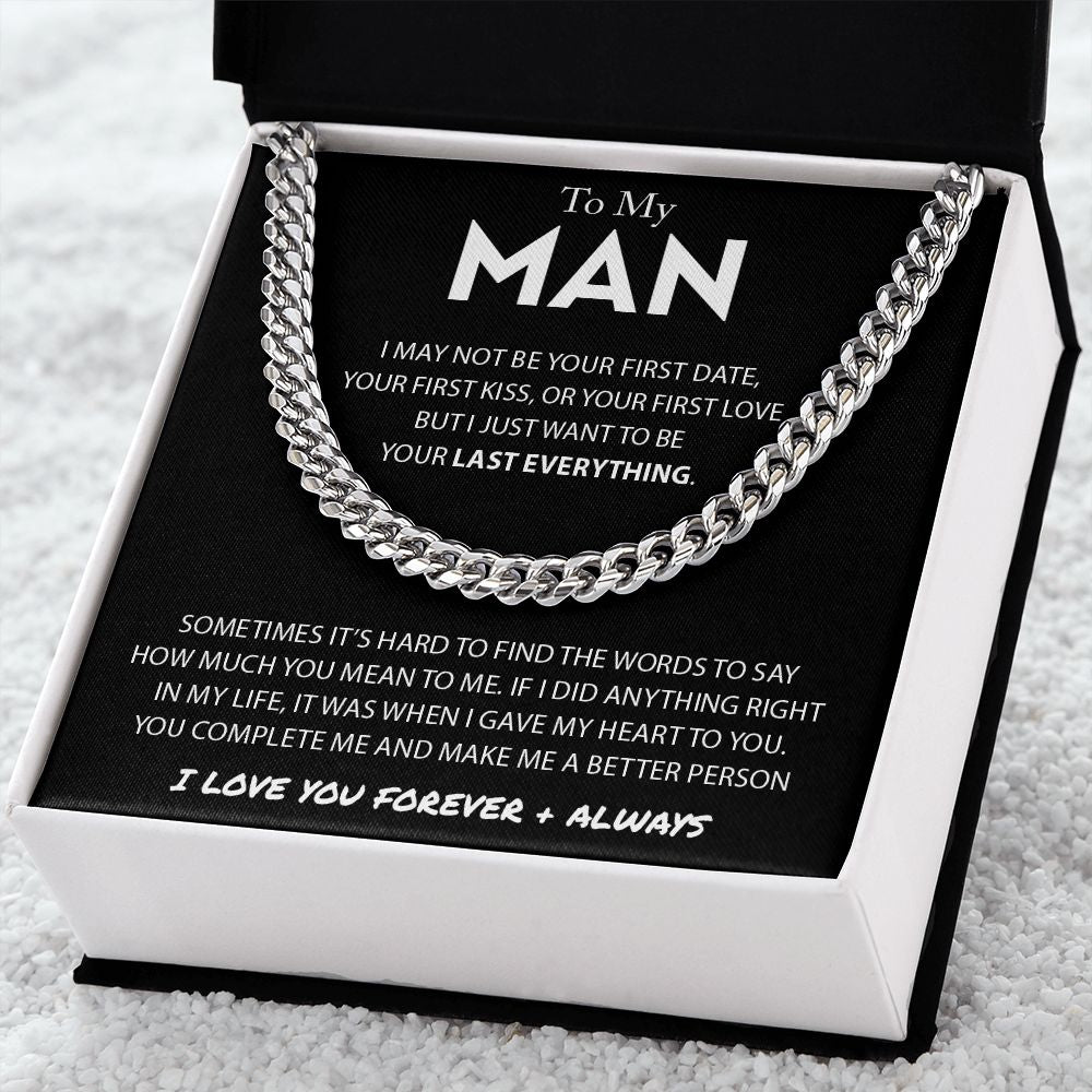 To My Man Cuban Link Chain Necklace Promise Necklace Gift Set - I Love You Forever & Always-Jessemade AU