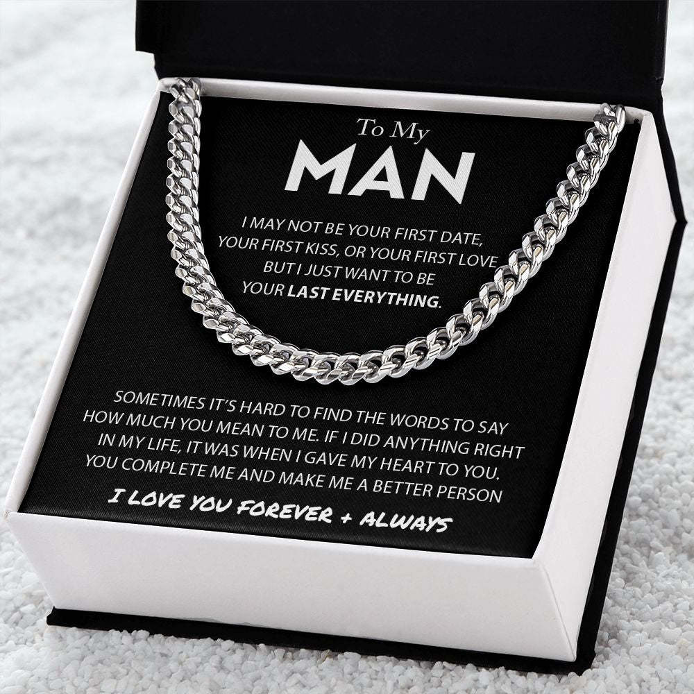To My Man Cuban Link Chain Necklace Promise Necklace Gift Set - I Love You Forever & Always-Jessemade AU